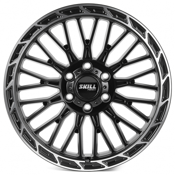 Кованые диски H240604D SKILL SV976-SV451 20 J9 ET19 6x139.7 77.8 чёрный матовый + полированный обод: Фото 1