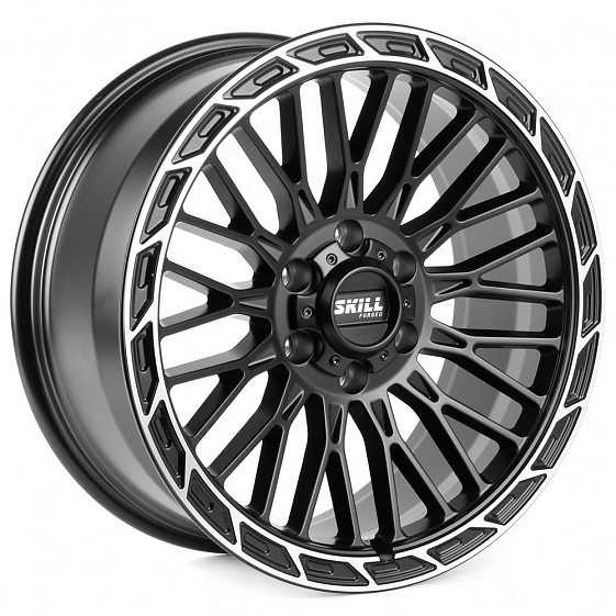 Кованые диски H240604D SKILL SV976-SV451 20 J9 ET19 6x139.7 77.8 чёрный матовый + полированный обод: Фото 4