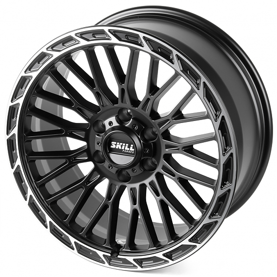 Кованые диски H240604D SKILL SV976-SV451 20 J9 ET19 6x139.7 77.8 чёрный матовый + полированный обод: Фото 6