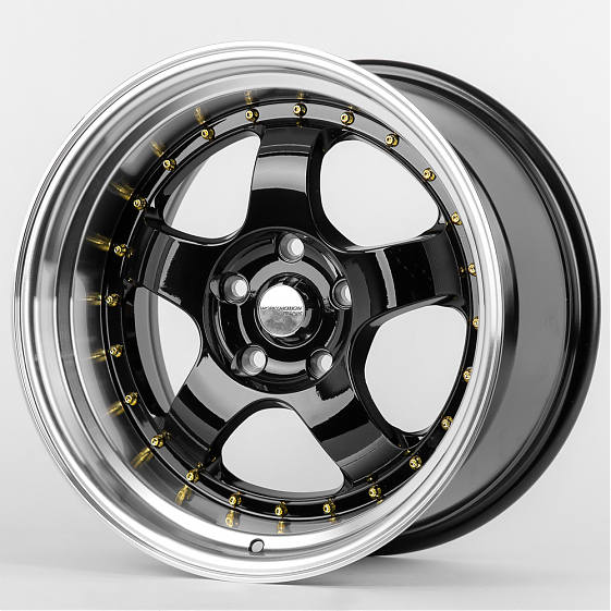 Литые диски 80324 Work 55443-CS237 17 J9.5 ET25 5x114.3 73.1 чёрный + полированный обод: Фото 6