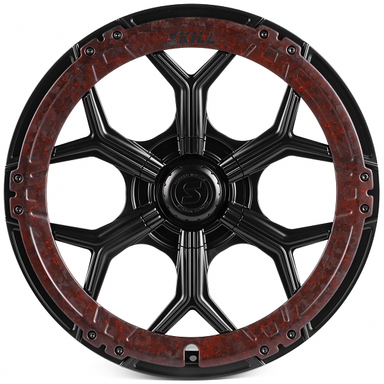 Кованые диски H250513H SKILL SL401-SK364 22 J9.5 ET20 5x130 84.1 чёрный матовый + карбон SFC19: Фото 1