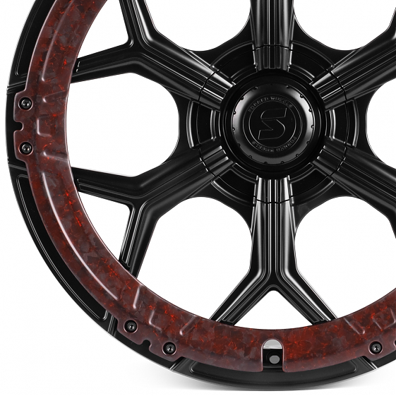 Кованые диски H250513H SKILL SL401-SK364 22 J9.5 ET20 5x130 84.1 чёрный матовый + карбон SFC19: Фото 2