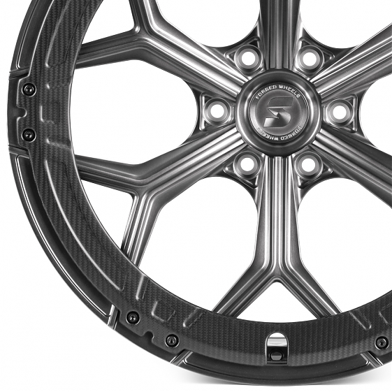 Кованые диски H250513D SKILL SL401-CS442 22 J9 ET19 6x139.7 77.8 серебро матовое + карбон SFC11: Фото 2