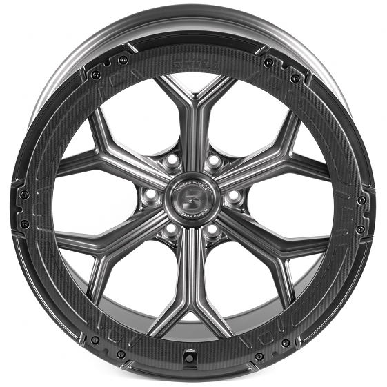 Кованые диски H250513D SKILL SL401-CS442 22 J9 ET19 6x139.7 77.8 серебро матовое + карбон SFC11: Фото 3