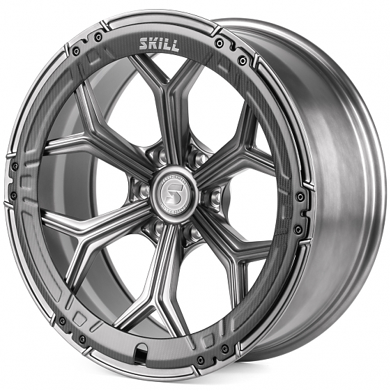 Кованые диски H250513D SKILL SL401-CS442 22 J9 ET19 6x139.7 77.8 серебро матовое + карбон SFC11: Фото 5