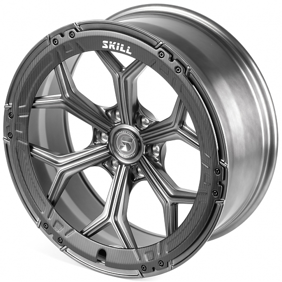 Кованые диски H250513D SKILL SL401-CS442 22 J9 ET19 6x139.7 77.8 серебро матовое + карбон SFC11: Фото 6