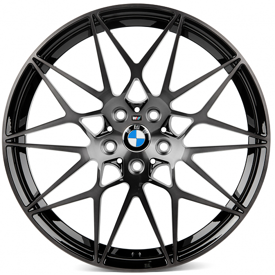 Кованые диски H230606CR SL666-SL065 19 J9 ET40 5x112 66.6 чёрный + полированные спицы: Фото 1
