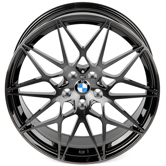 Кованые диски H230606CR SL666-SL065 19 J9 ET40 5x112 66.6 чёрный + полированные спицы: Фото 3