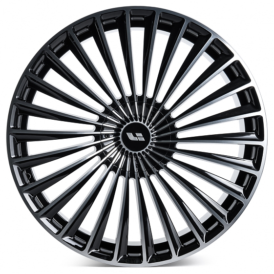 Кованые диски 230911A SV017-DS226 21 J9 ET33 5x120 62.5 чёрный глянцевый + полированные спицы: Фото 1