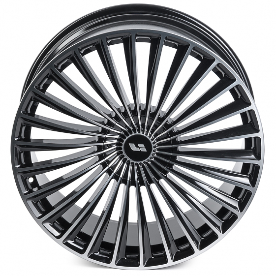 Кованые диски 230911A SV017-DS226 21 J9 ET33 5x120 62.5 чёрный глянцевый + полированные спицы: Фото 2