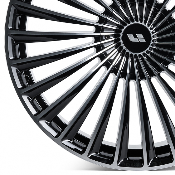 Кованые диски 230911A SV017-DS226 21 J9 ET33 5x120 62.5 чёрный глянцевый + полированные спицы: Фото 3