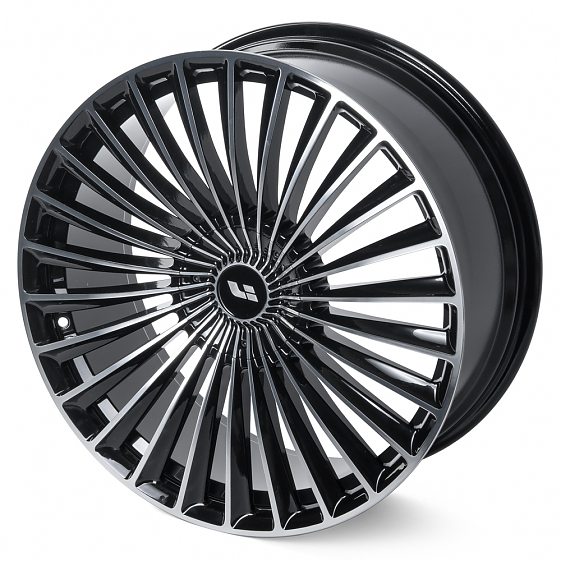 Кованые диски 230911A SV017-DS226 21 J9 ET33 5x120 62.5 чёрный глянцевый + полированные спицы: Фото 4