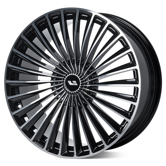 Кованые диски 230911A SV017-DS226 21 J9 ET33 5x120 62.5 чёрный глянцевый + полированные спицы: Фото 5