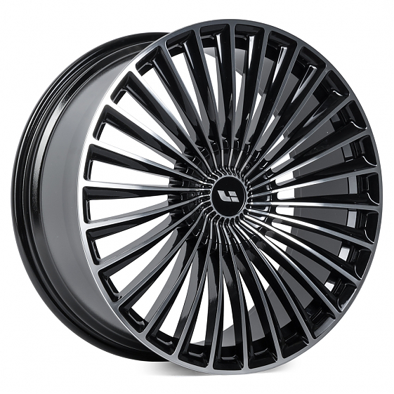 Кованые диски 230911A SV017-DS226 21 J9 ET33 5x120 62.5 чёрный глянцевый + полированные спицы: Фото 6
