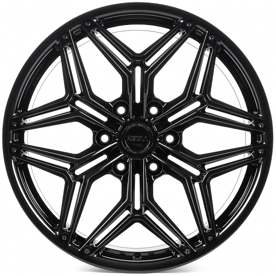 Кованые диски H250611C SKILL SV185-SV453 20 J10 ET10 6x139.7 77.8 чёрный глянцевый + титановые болты: Фото 1