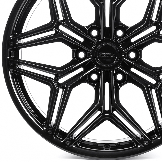 Кованые диски H250611C SKILL SV185-SV453 20 J10 ET10 6x139.7 77.8 чёрный глянцевый + титановые болты: Фото 2