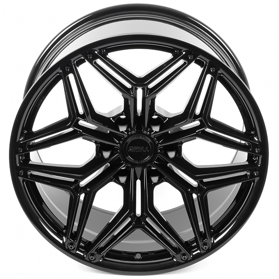 Кованые диски H250611C SKILL SV185-SV453 20 J10 ET10 6x139.7 77.8 чёрный глянцевый + титановые болты: Фото 3