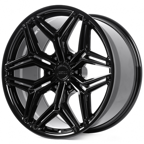 Кованые диски H250611C SKILL SV185-SV453 20 J10 ET10 6x139.7 77.8 чёрный глянцевый + титановые болты: Фото 4