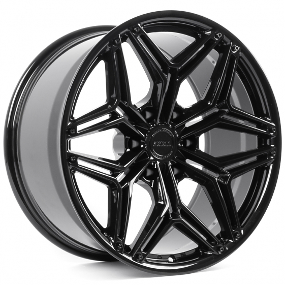 Кованые диски H250611C SKILL SV185-SV453 20 J10 ET10 6x139.7 77.8 чёрный глянцевый + титановые болты: Фото 6