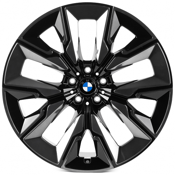 Кованые диски H241226KF SL813-SL236 21 J9 ET24 5x112 66.6 чёрный глянцевый + полированные спицы + тё: Фото 1