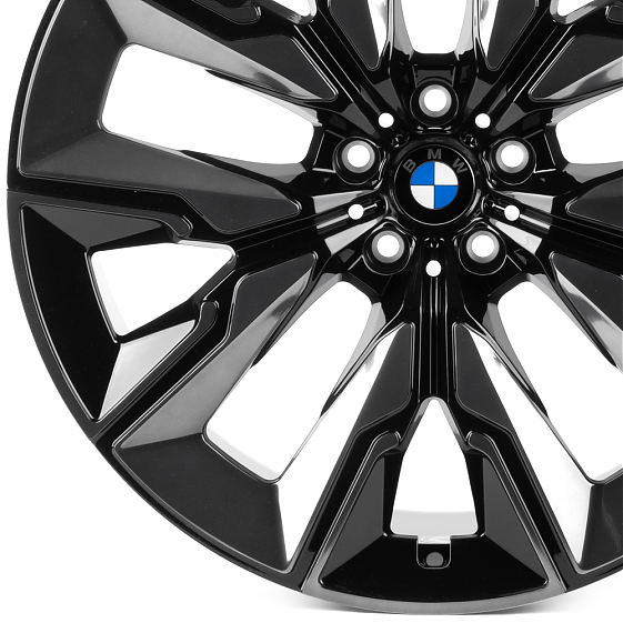 Кованые диски H241226KF SL813-SL236 21 J9 ET24 5x112 66.6 чёрный глянцевый + полированные спицы + тё: Фото 2