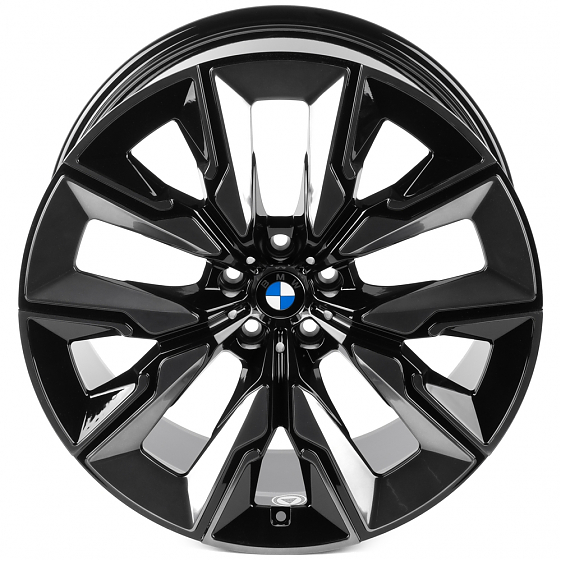 Кованые диски H241226KF SL813-SL236 21 J9 ET24 5x112 66.6 чёрный глянцевый + полированные спицы + тё: Фото 3