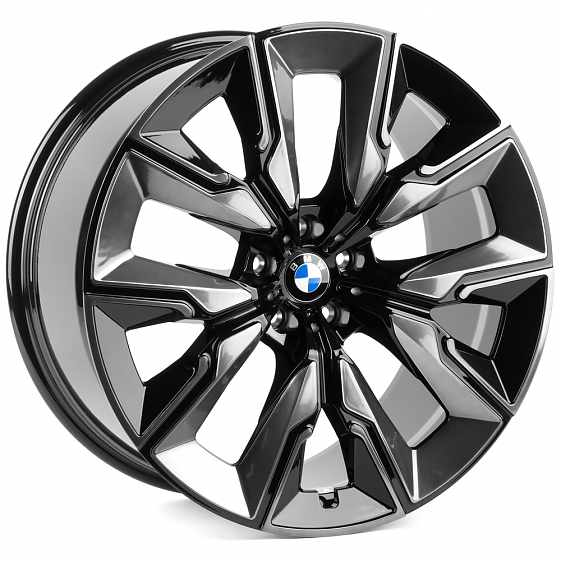 Кованые диски H241226KF SL813-SL236 21 J9 ET24 5x112 66.6 чёрный глянцевый + полированные спицы + тё: Фото 4