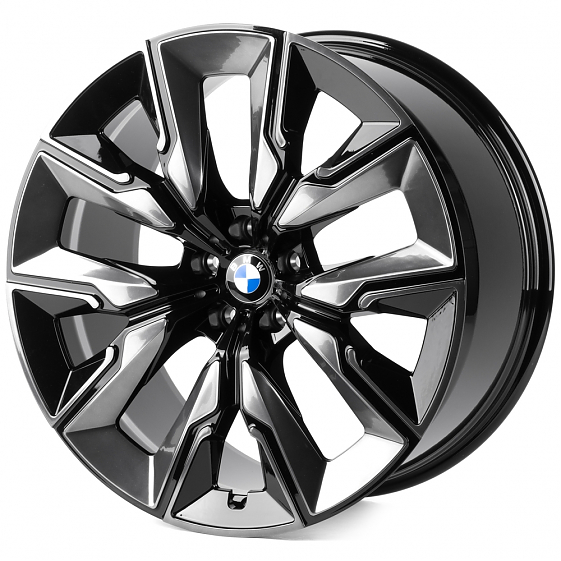 Кованые диски H241226KF SL813-SL236 21 J9 ET24 5x112 66.6 чёрный глянцевый + полированные спицы + тё: Фото 5