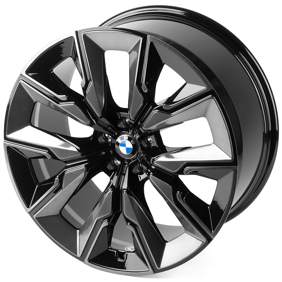 Кованые диски H241226KF SL813-SL236 21 J9 ET24 5x112 66.6 чёрный глянцевый + полированные спицы + тё: Фото 6