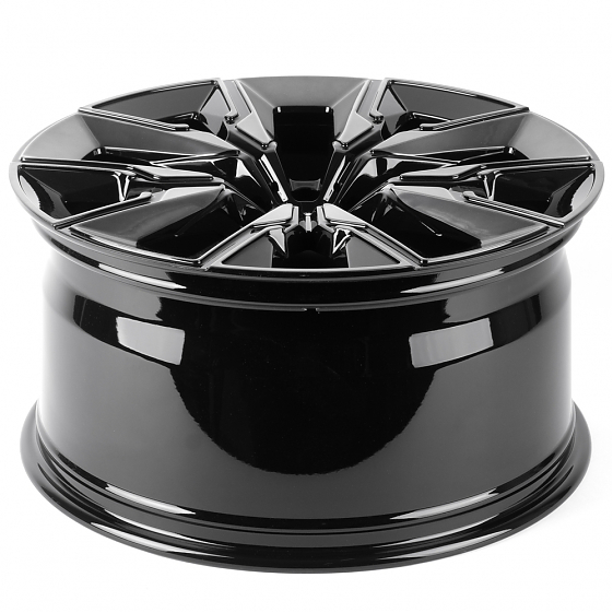 Кованые диски H241226KF SL813-SL236 21 J9 ET24 5x112 66.6 чёрный глянцевый + полированные спицы + тё: Фото 7