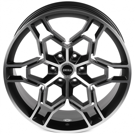 Кованые диски H241211J SKILL SV648-SK363 22 J9 ET19 6x139.7 77.8 чёрный матовый + полированные спицы: Фото 3