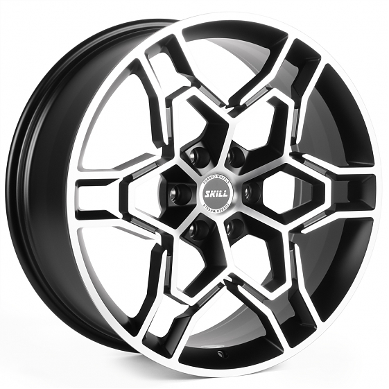 Кованые диски H241211J SKILL SV648-SK363 22 J9 ET19 6x139.7 77.8 чёрный матовый + полированные спицы: Фото 4