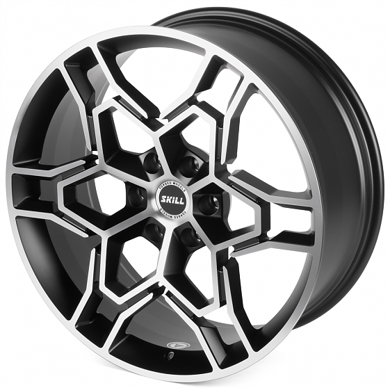 Кованые диски H241211J SKILL SV648-SK363 22 J9 ET19 6x139.7 77.8 чёрный матовый + полированные спицы: Фото 6