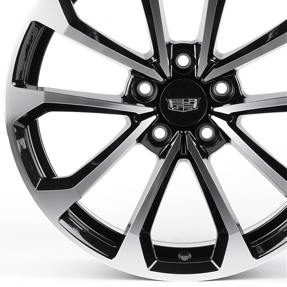 Литые диски 82374 Cadillac IVF3411 18 J8 ET32 5x115 70.3 чёрный глянцевый + полированные спицы: Фото 2