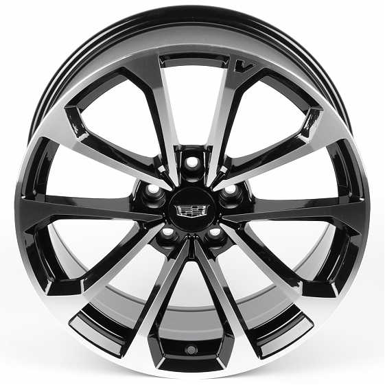 Литые диски 82374 Cadillac IVF3411 18 J8 ET32 5x115 70.3 чёрный глянцевый + полированные спицы: Фото 3
