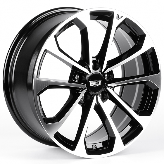 Литые диски 82374 Cadillac IVF3411 18 J8 ET32 5x115 70.3 чёрный глянцевый + полированные спицы: Фото 4