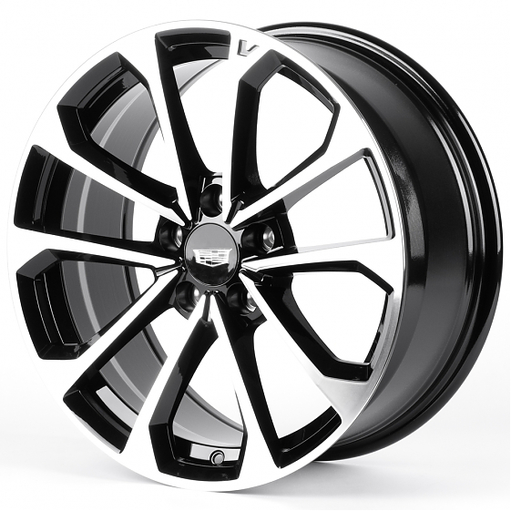Литые диски 82374 Cadillac IVF3411 18 J8 ET32 5x115 70.3 чёрный глянцевый + полированные спицы: Фото 5