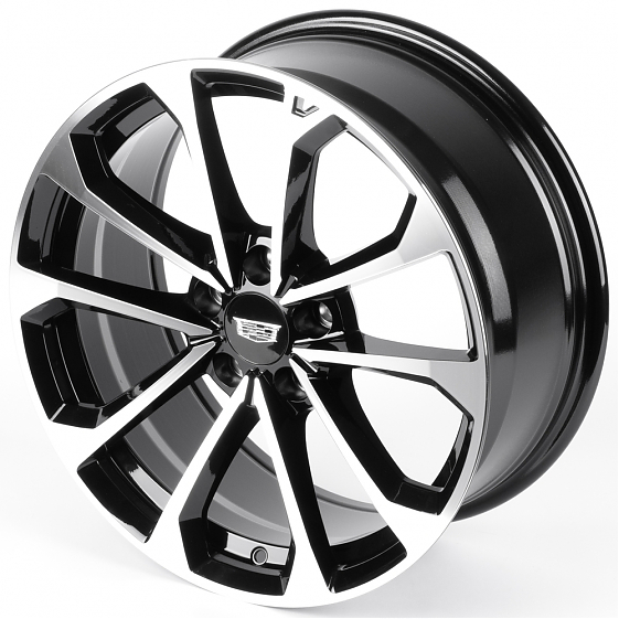 Литые диски 82374 Cadillac IVF3411 18 J8 ET32 5x115 70.3 чёрный глянцевый + полированные спицы: Фото 6