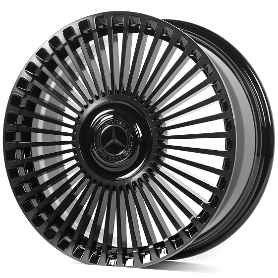 Кованые диски H260609Y SKILL SL213-CS395 19 J8 ET52 5x112 66.6 чёрный глянцевый + полированные спицы: Фото 4
