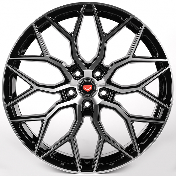 Литые диски 81912 Vossen iV-1155-SM200 20 J8.5 ET35 5x112 66.6 чёрный глянцевый + полированные спицы: Фото 1