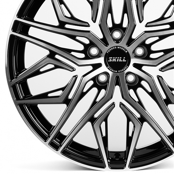Кованые диски H260124E SKILL SL526-SK332 20 J8.5 ET40 5x120 62.5 чёрный глянцевый + полированные спи: Фото 2