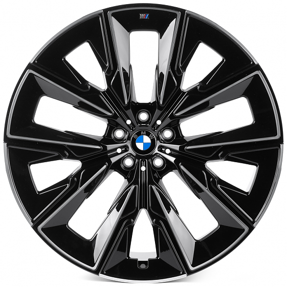 Кованые диски H250115EF SL815-SB594 22 J9.5 ET32 5x112 66.6 чёрный глянцевый + полированные спицы: Фото 1