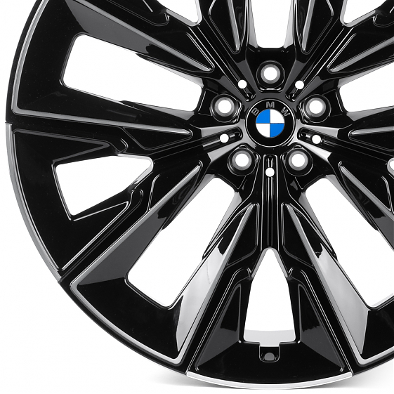 Кованые диски H250115EF SL815-SB594 22 J9.5 ET32 5x112 66.6 чёрный глянцевый + полированные спицы: Фото 2