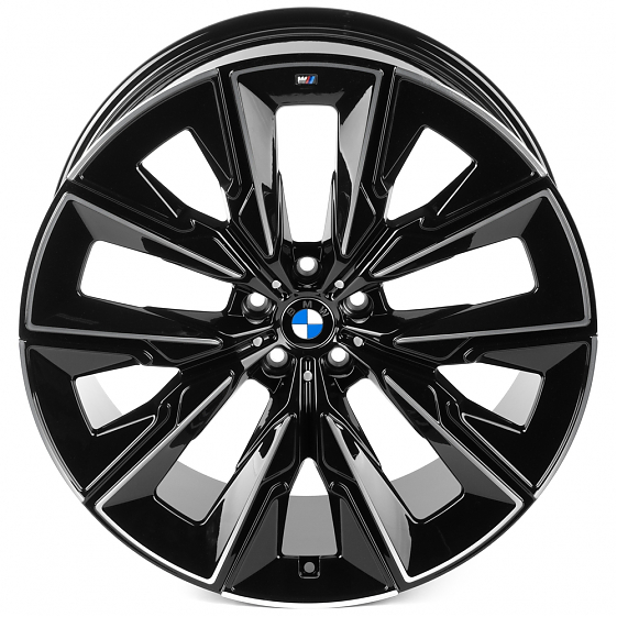 Кованые диски H250115EF SL815-SB594 22 J9.5 ET32 5x112 66.6 чёрный глянцевый + полированные спицы: Фото 3