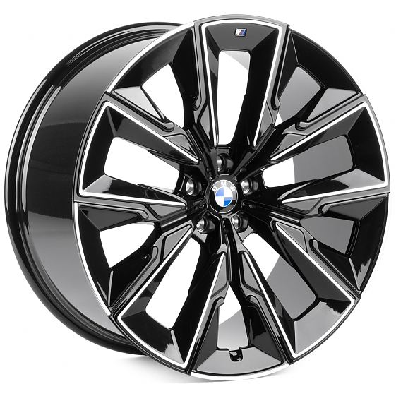 Кованые диски H250115EF SL815-SB594 22 J9.5 ET32 5x112 66.6 чёрный глянцевый + полированные спицы: Фото 4