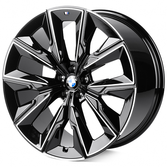 Кованые диски H250115EF SL815-SB594 22 J9.5 ET32 5x112 66.6 чёрный глянцевый + полированные спицы: Фото 5