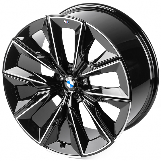 Кованые диски H250115EF SL815-SB594 22 J9.5 ET32 5x112 66.6 чёрный глянцевый + полированные спицы: Фото 6
