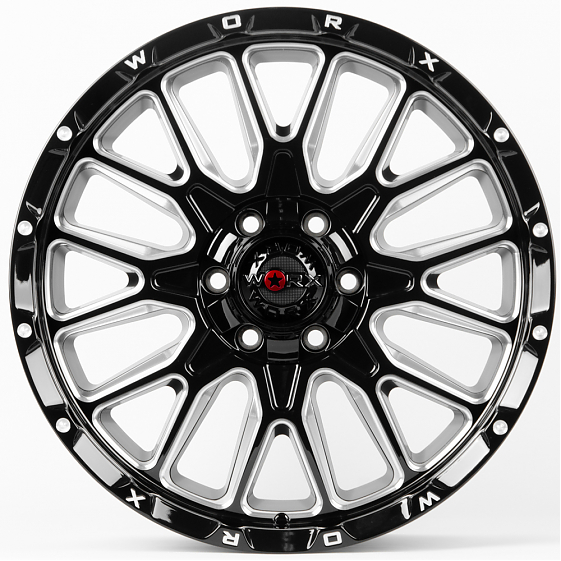 Литые диски 80333 WORX 818 20 J9 ET18 6x135/6x139.7 106.1 чёрный + полированные спицы: Фото 1