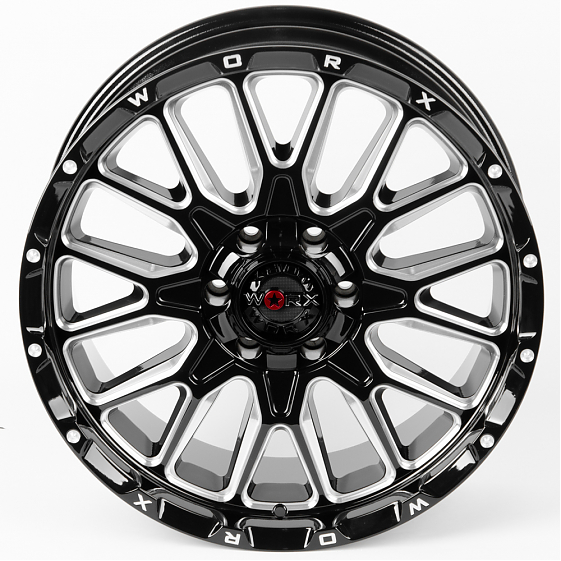 Литые диски 80333 WORX 818 20 J9 ET18 6x135/6x139.7 106.1 чёрный + полированные спицы: Фото 2