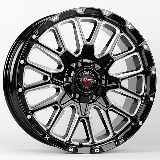 Литые диски 80333 WORX 818 20 J9 ET18 6x135/6x139.7 106.1 чёрный + полированные спицы: Фото 3